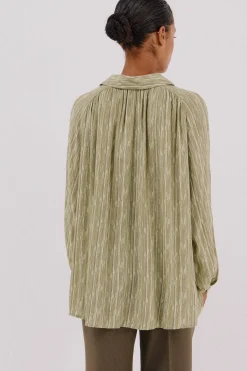 Cortefiel Blusa fluida estampada lurex Estampado verde Clearance