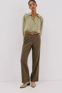 Cortefiel Blusa fluida estampada lurex Estampado verde Clearance