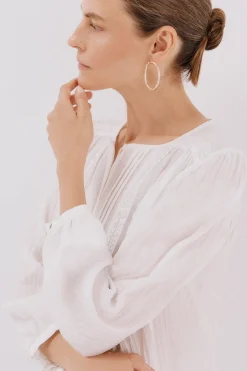 Cortefiel Blusa fornitura encaje Blanco Sale