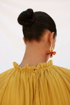 Cortefiel Blusa frunces fluida Amarillo Outlet