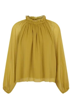 Cortefiel Blusa frunces fluida Amarillo Outlet