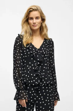 Object Blusa gasa estampada Negro Sale