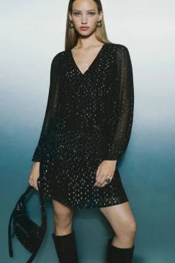 Springfield Blusa lurex goma cintura negro Hot