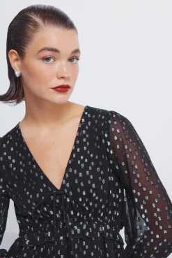 Springfield Blusa lurex goma cintura negro Hot