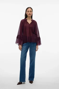 Vero Moda Blusa manga de volantes Morado Hot