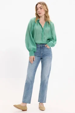 Vila Blusa manga larga abullonada Verde Sale