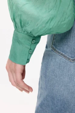 Vila Blusa manga larga abullonada Verde Sale