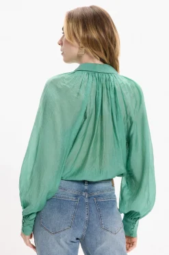 Vila Blusa manga larga abullonada Verde Sale