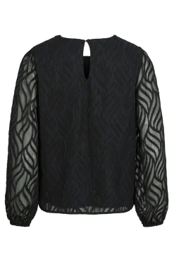 Vila Blusa manga larga con cuello redondo Negro Hot
