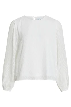 Vila Blusa manga larga con cuello redondo Blanco Best