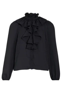 Vila Blusa manga larga con volantes Negro Sale