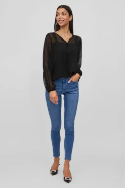 Vila Blusa manga larga plumeti Negro Discount