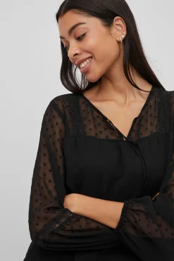 Vila Blusa manga larga plumeti Negro Discount
