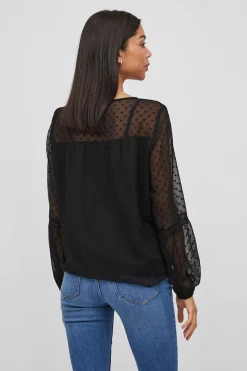 Vila Blusa manga larga plumeti Negro Discount