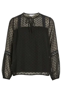 Vila Blusa manga larga plumeti Negro Discount