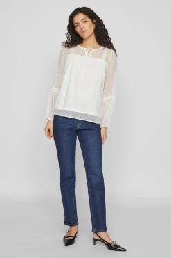 Vila Blusa manga larga plumeti Blanco Best