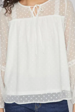Vila Blusa manga larga plumeti Blanco Best