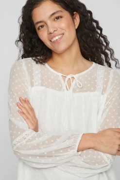 Vila Blusa manga larga plumeti Blanco Best