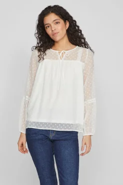 Vila Blusa manga larga plumeti Blanco Best