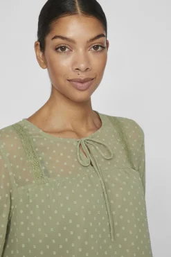 Vila Blusa manga larga plumeti Verde oscuro Clearance