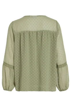 Vila Blusa manga larga plumeti Verde oscuro Clearance