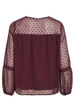 Vila Blusa manga larga plumeti Granate Outlet