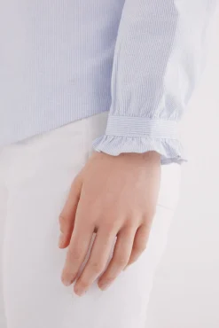 Springfield Blusa Oxford cuello volante azul Discount