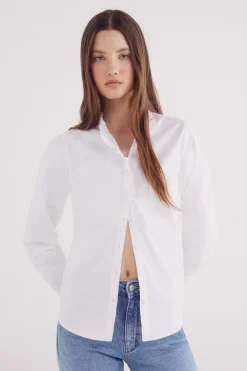 Springfield Blusa Oxford cuello volante marr&oacute;n Clearance