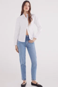 Springfield Blusa Oxford cuello volante marr&oacute;n Clearance