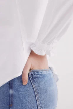 Springfield Blusa Oxford cuello volante marr&oacute;n Clearance