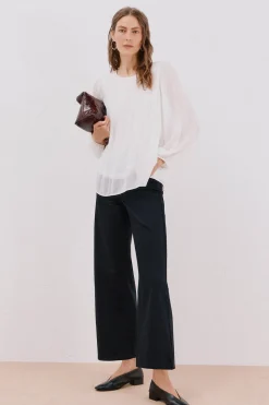 Cortefiel Blusa plisada Blanco Discount