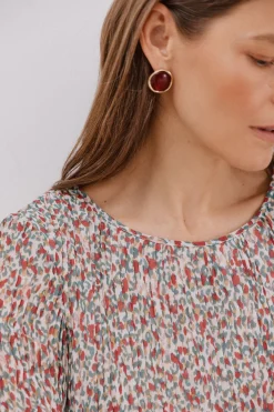 Cortefiel Blusa plisada Multicolor Hot