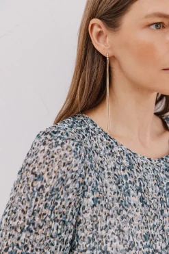 Cortefiel Blusa plisada Estampado azul Outlet