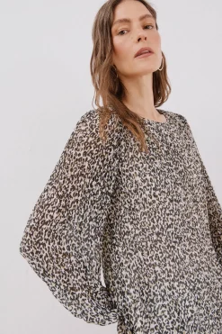 Cortefiel Blusa plisada Estampado blanco Discount