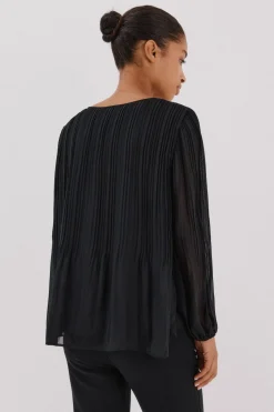 Cortefiel Blusa plisada contraste Negro