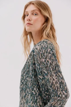 Cortefiel Blusa plisada contraste Multicolor