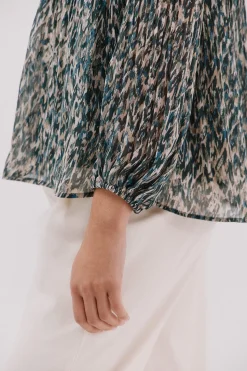 Cortefiel Blusa plisada contraste Multicolor