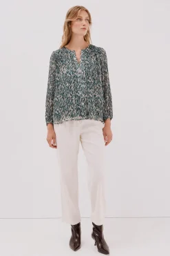 Cortefiel Blusa plisada contraste Multicolor