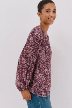 Cortefiel Blusa plisada contraste Estampado blanco