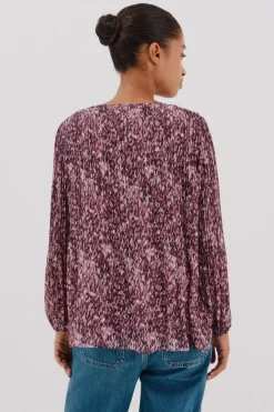 Cortefiel Blusa plisada contraste Estampado blanco