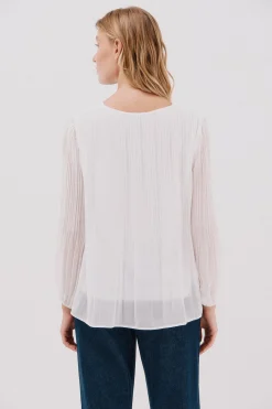Cortefiel Blusa plisada contraste Blanco Best