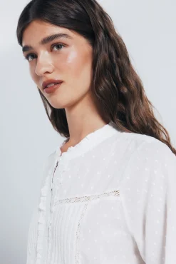 Springfield Blusa plumetti lace marr&oacute;n Hot