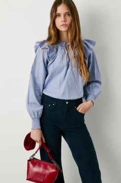 Pepe Jeans Blusa Popelín De Rayas azul Clearance