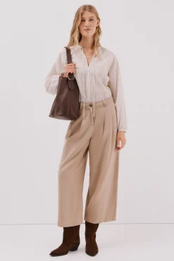 Cortefiel Blusa rayas cordon Marfil New