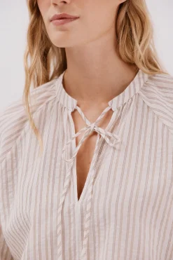 Cortefiel Blusa rayas cordon Marfil New