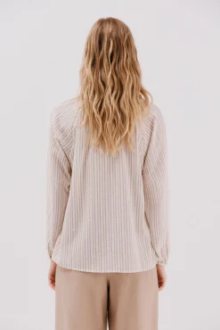 Cortefiel Blusa rayas cordon Marfil New