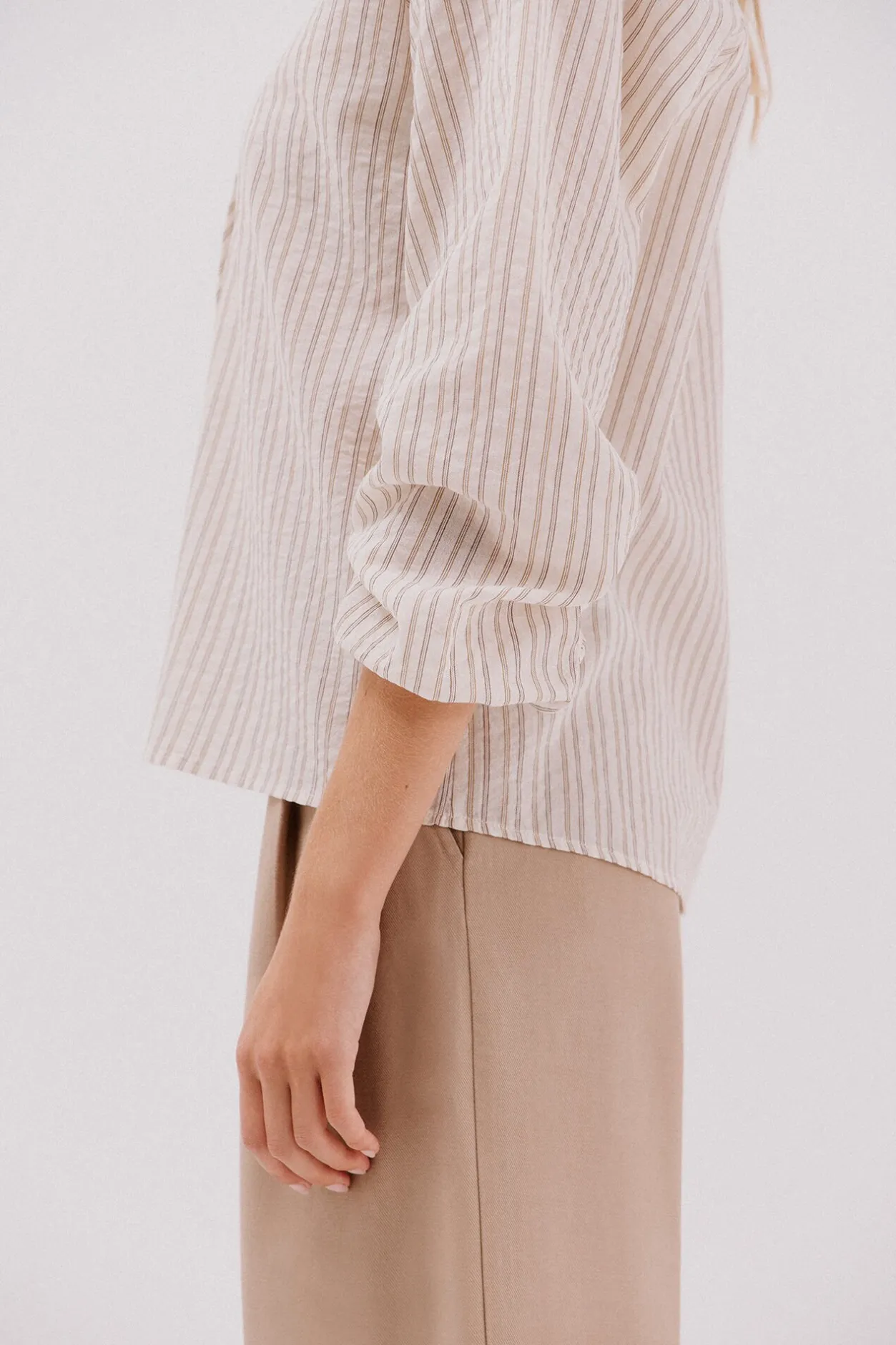 Cortefiel Blusa rayas cordon Marfil New