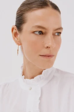 Cortefiel Blusa rayas cuello volantes Blanco Sale