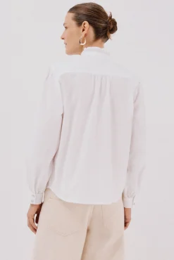 Cortefiel Blusa rayas cuello volantes Blanco Sale