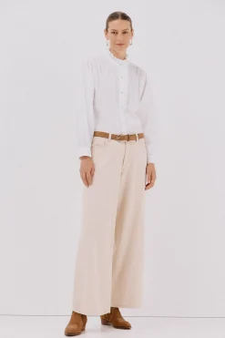 Cortefiel Blusa rayas cuello volantes Blanco Sale